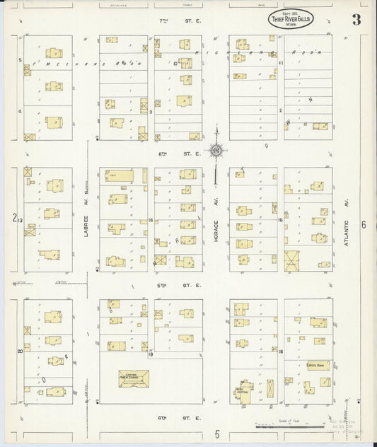 Sanborn Fire Insurance Map from Thief River Falls, Pennington County, Minnesota (1912), Sheet #0003 - Historic Sanborn Fire Insurance Map Print, vintage old map wall art, antique decor, genealogy gift, Minnesota Minnesota map