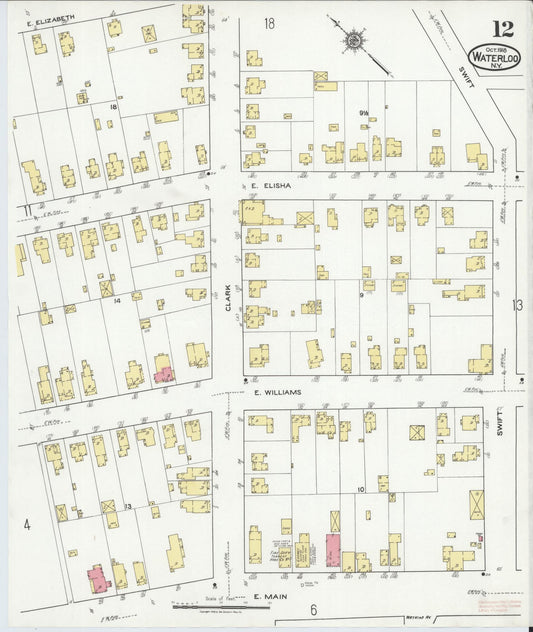 Sanborn Fire Insurance Map from Waterloo, Seneca County, New York (1918), Sheet #0012 - Historic Sanborn Fire Insurance Map Print, vintage old map wall art, antique decor, genealogy gift, New York New York map
