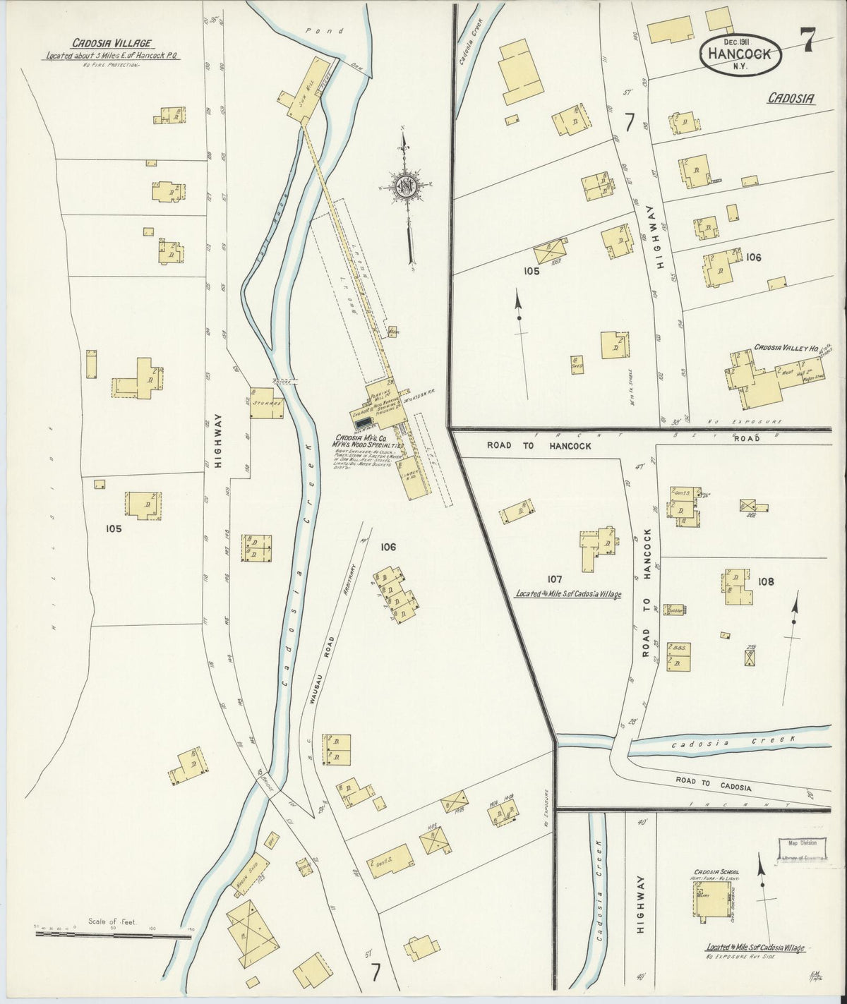 Sanborn Fire Insurance Map from Hancock, Delaware County, New York (1911), Sheet #0007 - Complete Map Set gallery image, historic Sanborn map, vintage wall art, New York New York
