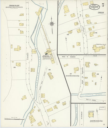 Sanborn Fire Insurance Map from Hancock, Delaware County, New York (1911), Sheet #0007 - Complete Map Set gallery image, historic Sanborn map, vintage wall art, New York New York