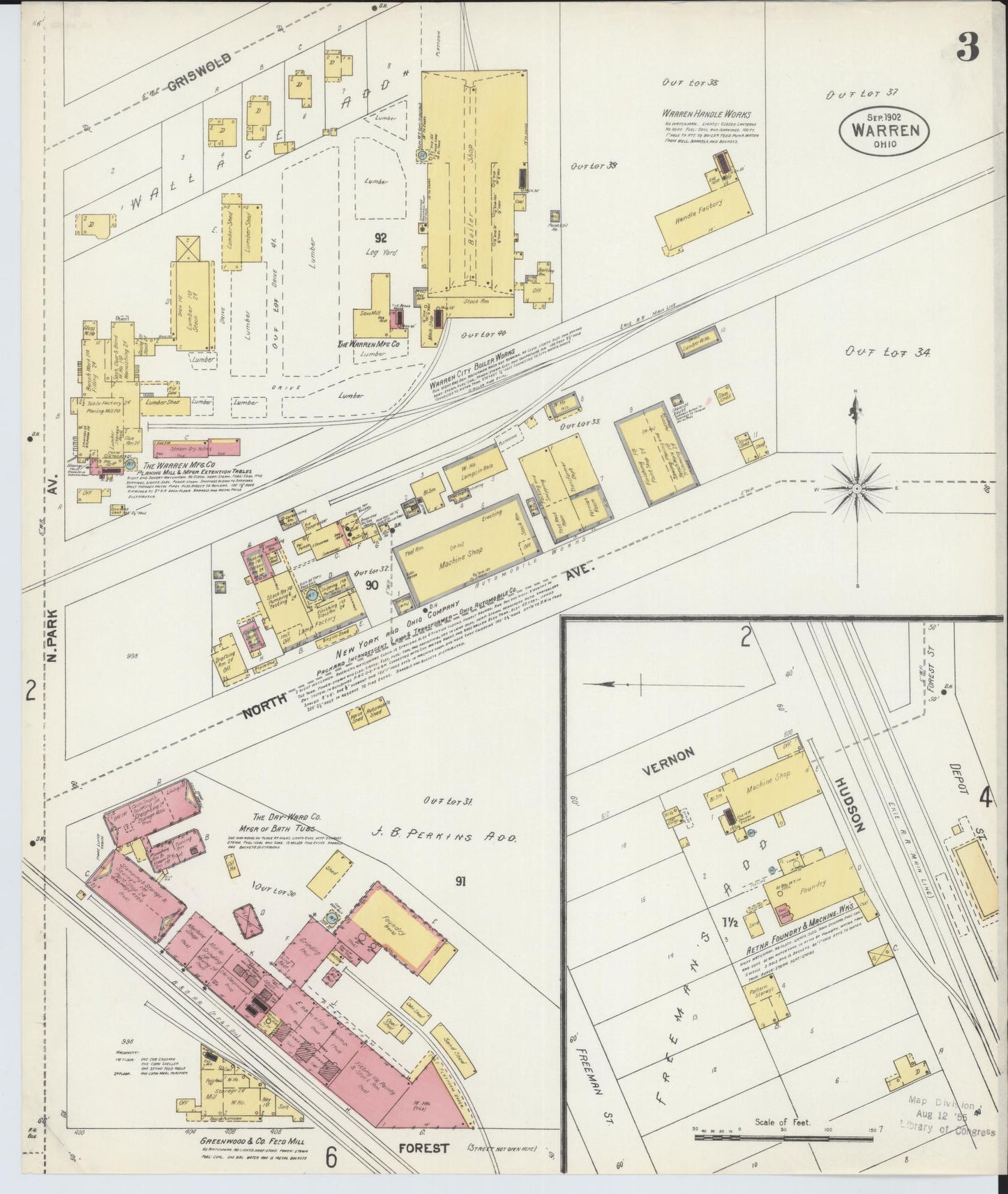 Sanborn Fire Insurance Map from Warren, Trumbull County, Ohio (1902), Sheet #0003 - Complete Map Set gallery image, historic Sanborn map, vintage wall art, Ohio Ohio