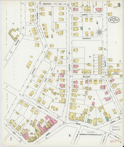 Sanborn Fire Insurance Map from Walden, Orange County, New York (1900), Sheet #0003 - Historic Sanborn Fire Insurance Map Print, vintage old map wall art, antique decor, genealogy gift, New York New York map
