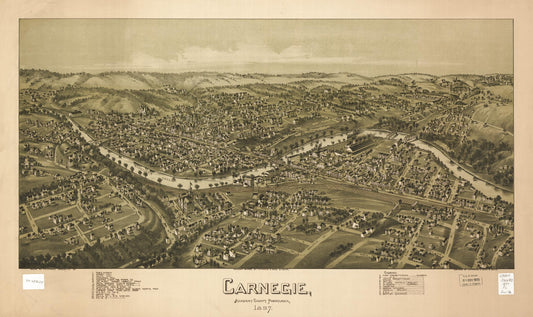 Carnegie, Allegheny County, Pennsylvania 1897 (1897) – Historic Bird’s-Eye View Panorama Print