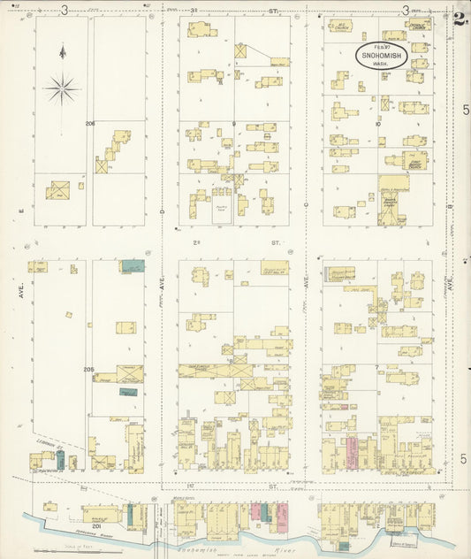 Sanborn Fire Insurance Map from Snohomish, Snohomish County, Washington (1897), Sheet #0002 - Historic Sanborn Fire Insurance Map Print, vintage old map wall art, antique decor, genealogy gift, Washington Washington map