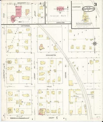 Sanborn Fire Insurance Map from New Hampton, Chickasaw County, Iowa (1913), Sheet #0003 - Historic Sanborn Fire Insurance Map Print