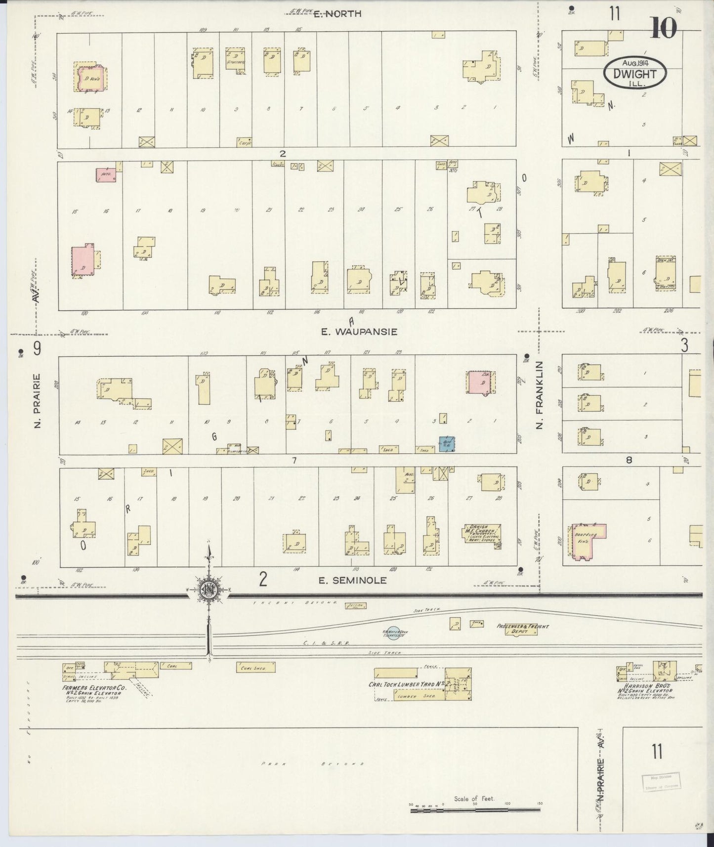 Sanborn Fire Insurance Map from Dwight, Livingston County, Illinois (1914), Sheet #0010 - Complete Map Set gallery image, historic Sanborn map, vintage wall art, Illinois Illinois