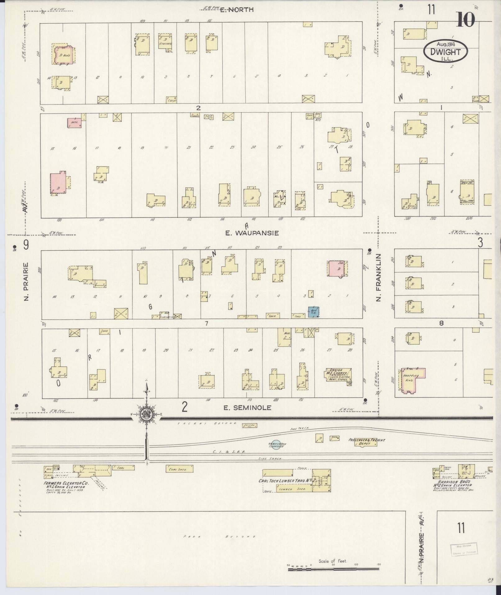 Sanborn Fire Insurance Map from Dwight, Livingston County, Illinois (1914), Sheet #0010 - Complete Map Set gallery image, historic Sanborn map, vintage wall art, Illinois Illinois