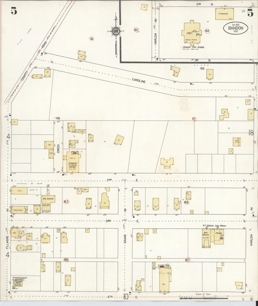 Sanborn Fire Insurance Map from Bandon, Coos County, Oregon (1931), Sheet #0005 - Historic Sanborn Fire Insurance Map Print, vintage old map wall art, antique decor, genealogy gift, Oregon Oregon map