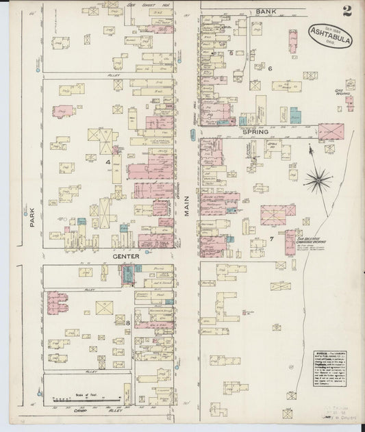 Sanborn Fire Insurance Map from Ashtabula, Ashtabula County, Ohio (1884), Sheet #0002 - Historic Sanborn Fire Insurance Map Print, vintage old map wall art, antique decor, genealogy gift, Ohio Ohio map