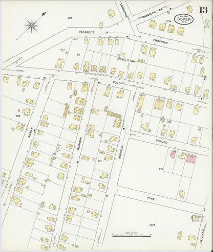Sanborn Fire Insurance Map from Dover, Morris County, New Jersey (1909), Sheet #0013 - Complete Map Set gallery image, historic Sanborn map, vintage wall art, New Jersey New Jersey