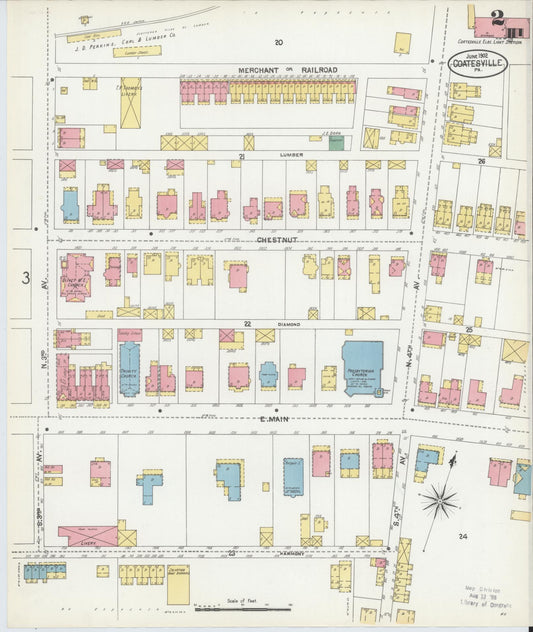 Sanborn Fire Insurance Map from Coatesville, Chester County, Pennsylvania (1902), Sheet #0002 - Historic Sanborn Fire Insurance Map Print, vintage old map wall art, antique decor, genealogy gift, Pennsylvania Pennsylvania map