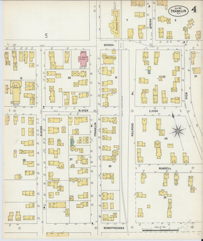 Sanborn Fire Insurance Map from Franklin, Merrimack County, New Hampshire (1902), Sheet #0004 - Complete Map Set gallery image, historic Sanborn map, vintage wall art, New Hampshire New Hampshire