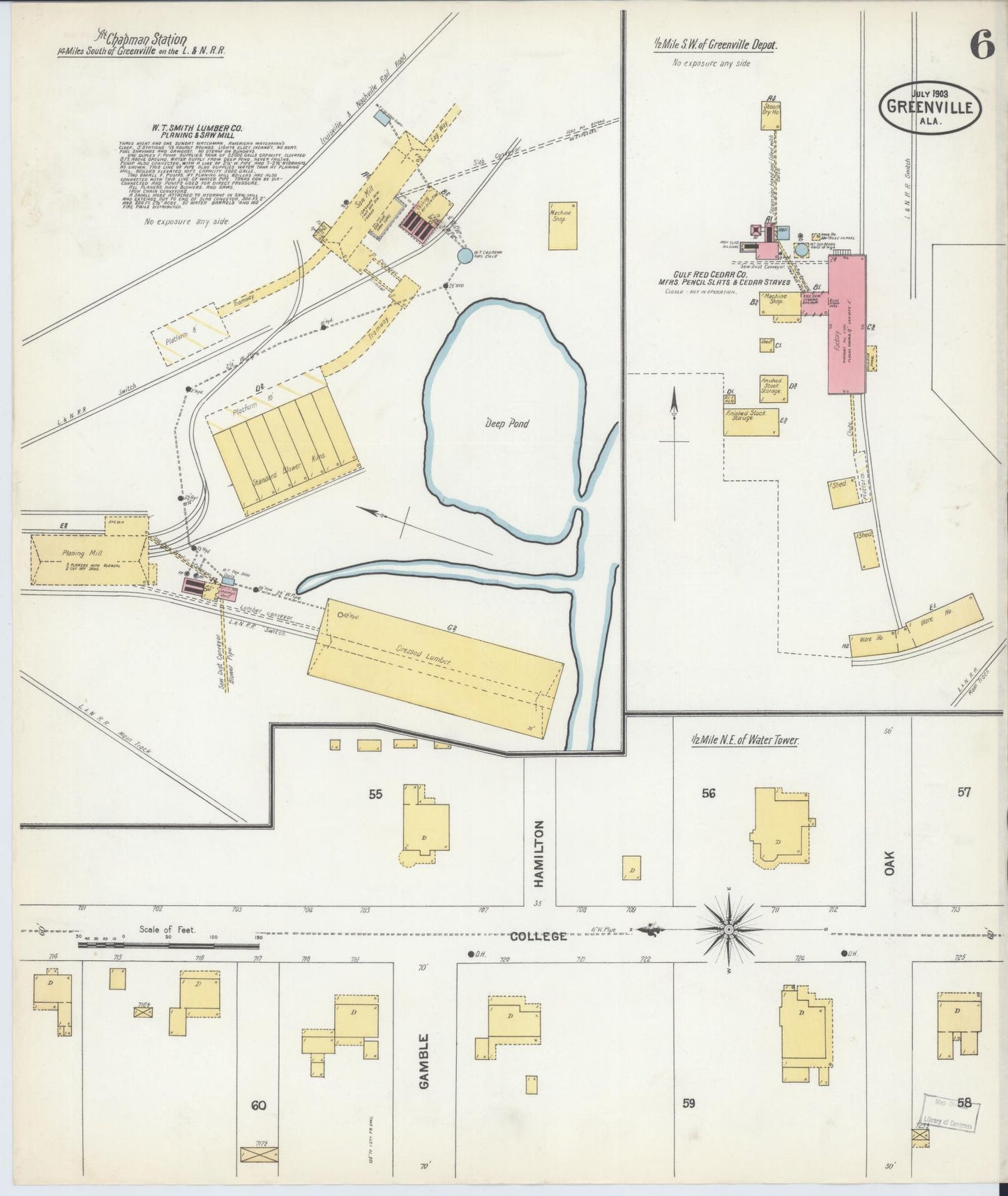 Sanborn Fire Insurance Map from Greenville, Butler County, Alabama (1903), Sheet #0006 - Complete Map Set gallery image, historic Sanborn map, vintage wall art, Alabama Alabama