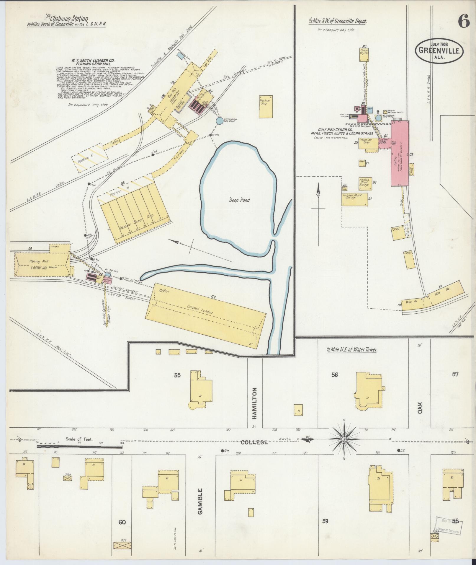 Sanborn Fire Insurance Map from Greenville, Butler County, Alabama (1903), Sheet #0006 - Complete Map Set gallery image, historic Sanborn map, vintage wall art, Alabama Alabama