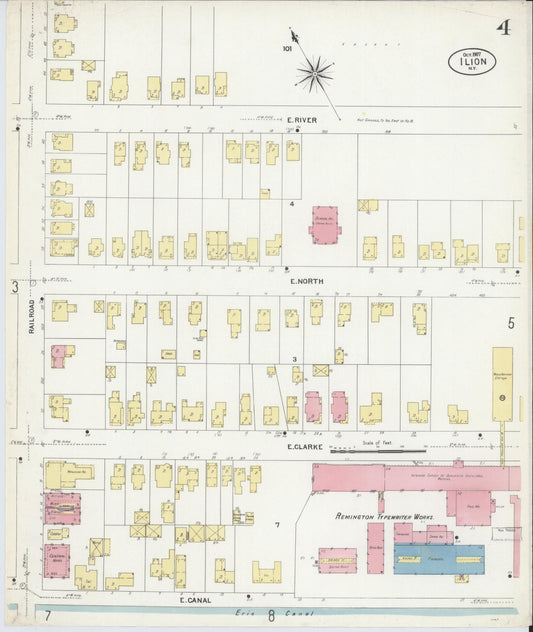 Sanborn Fire Insurance Map from Ilion, Herkimer County, New York (1907), Sheet #0004 - Historic Sanborn Fire Insurance Map Print, vintage old map wall art, antique decor, genealogy gift, New York New York map