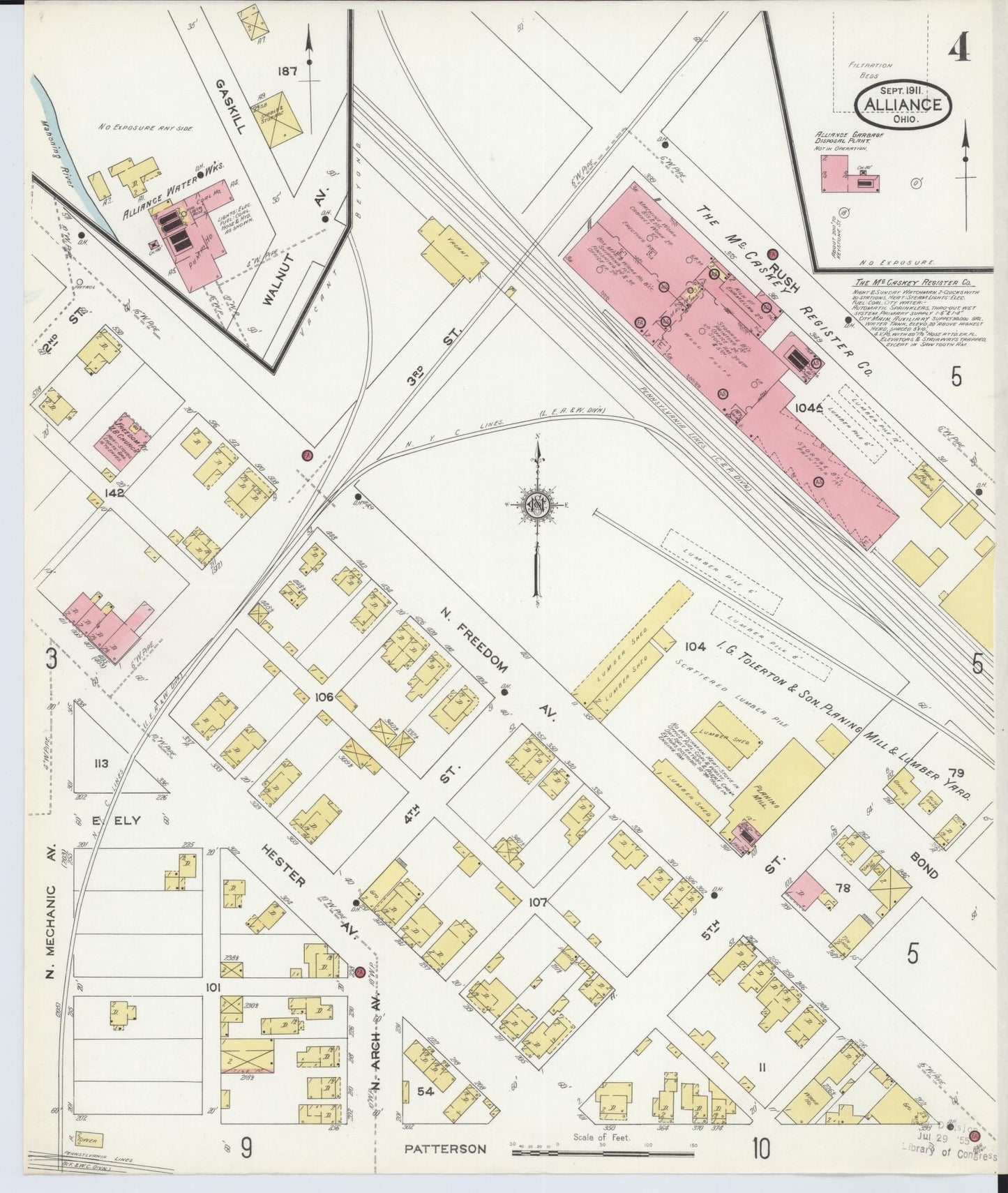 Sanborn Fire Insurance Map from Alliance, Stark County, Ohio (1911), Sheet #0004 - Historic Sanborn Fire Insurance Map Print, vintage old map wall art, antique decor, genealogy gift, Ohio Ohio map