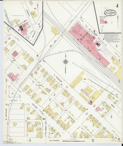 Sanborn Fire Insurance Map from Alliance, Stark County, Ohio (1911), Sheet #0004 - Historic Sanborn Fire Insurance Map Print, vintage old map wall art, antique decor, genealogy gift, Ohio Ohio map