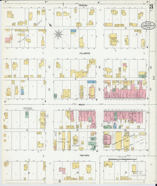 Sanborn Fire Insurance Map from Chatfield, Fillmore And Olmsted Counties, Minnesota (1900), Sheet #0003 - Historic Sanborn Fire Insurance Map Print, vintage old map wall art, antique decor, genealogy gift, Minnesota Minnesota map
