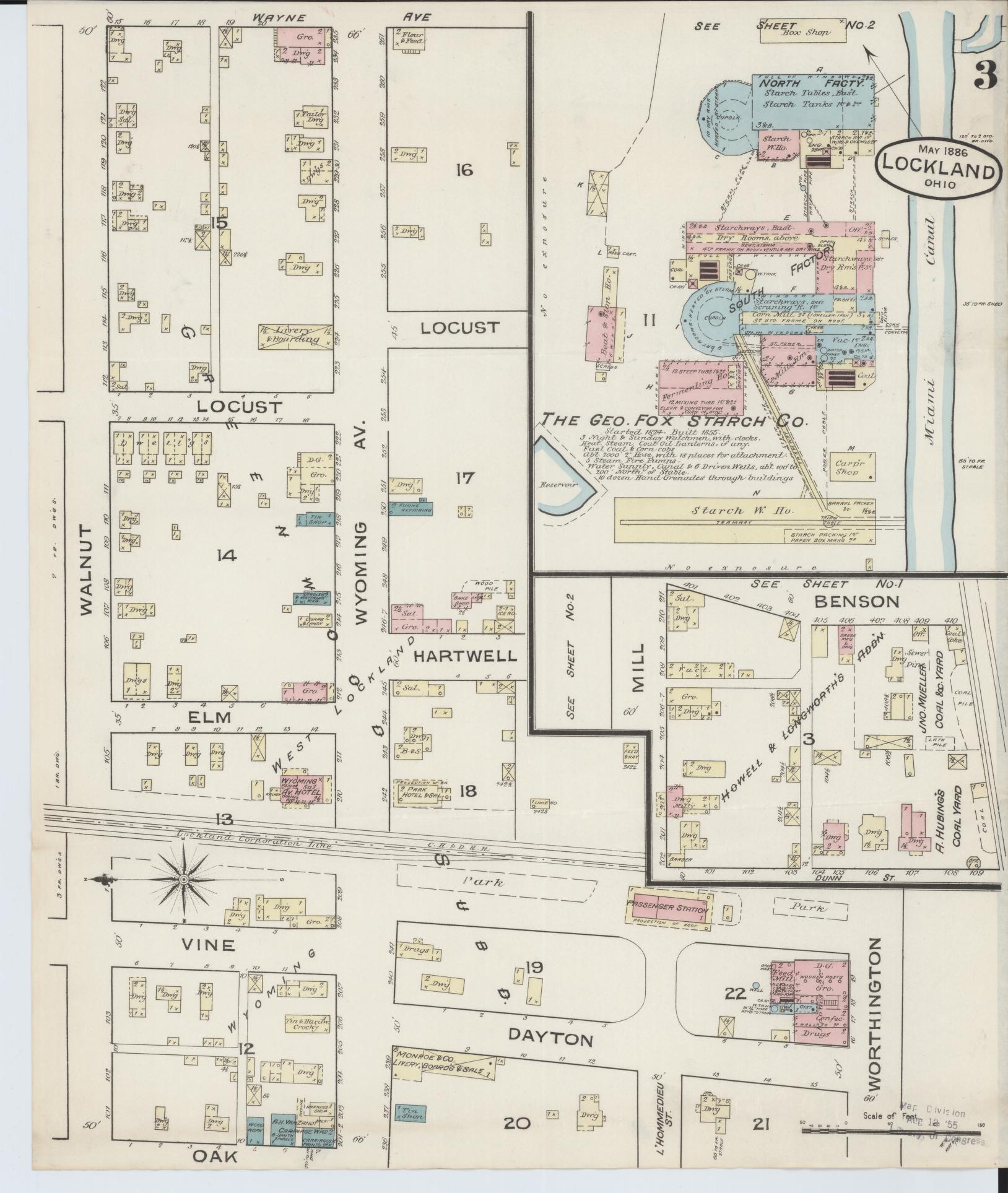 Sanborn Fire Insurance Map from Lockland, Hamilton County, Ohio (1886), Sheet #0003 - Historic Sanborn Fire Insurance Map Print, vintage old map wall art, antique decor, genealogy gift, Ohio Ohio map