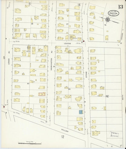 Sanborn Fire Insurance Map from Oneida, Madison County, New York (1914), Sheet #0013 - Complete Map Set gallery image, historic Sanborn map, vintage wall art, New York New York