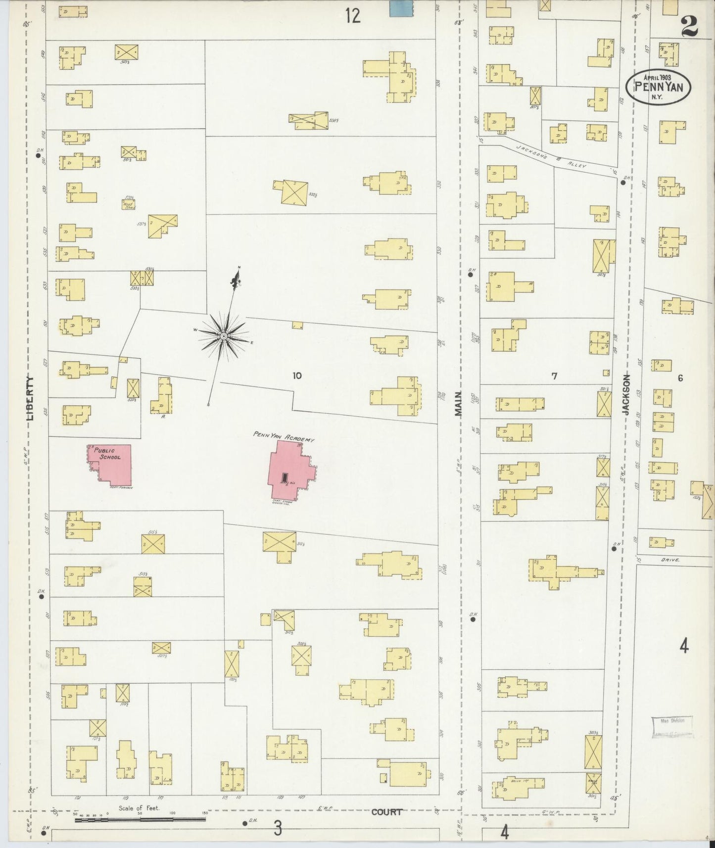 Sanborn Fire Insurance Map from Penn Yan, Yates County, New York (1903), Sheet #0002 - Complete Map Set gallery image, historic Sanborn map, vintage wall art, New York New York