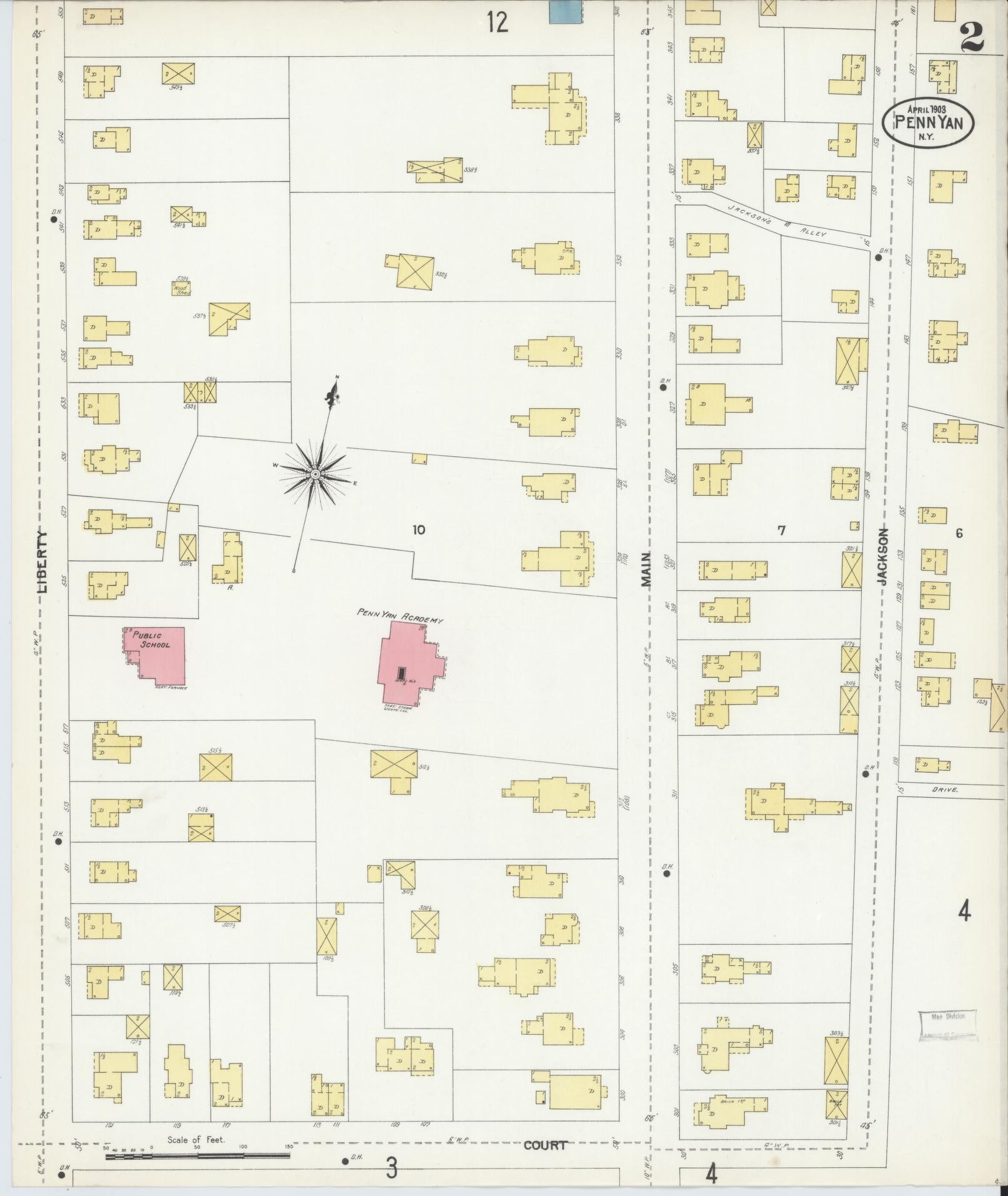 Sanborn Fire Insurance Map from Penn Yan, Yates County, New York (1903), Sheet #0002 - Complete Map Set gallery image, historic Sanborn map, vintage wall art, New York New York