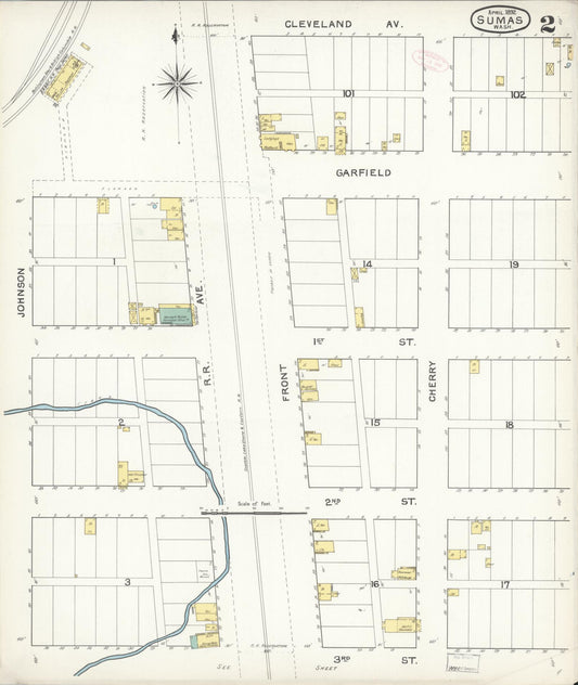 Sanborn Fire Insurance Map from Sumas, Whatcom County, Washington (1892), Sheet #0002 - Historic Sanborn Fire Insurance Map Print, vintage old map wall art, antique decor, genealogy gift, Washington Washington map