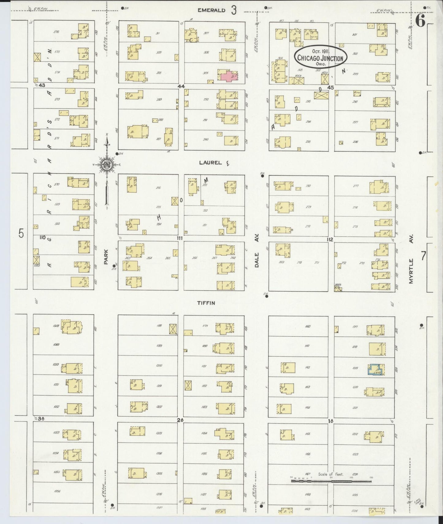 Sanborn Fire Insurance Map from Chicago Junction, Huron County, Ohio (1911), Sheet #0006 - Historic Sanborn Fire Insurance Map Print, vintage old map wall art, antique decor, genealogy gift, Ohio Ohio map