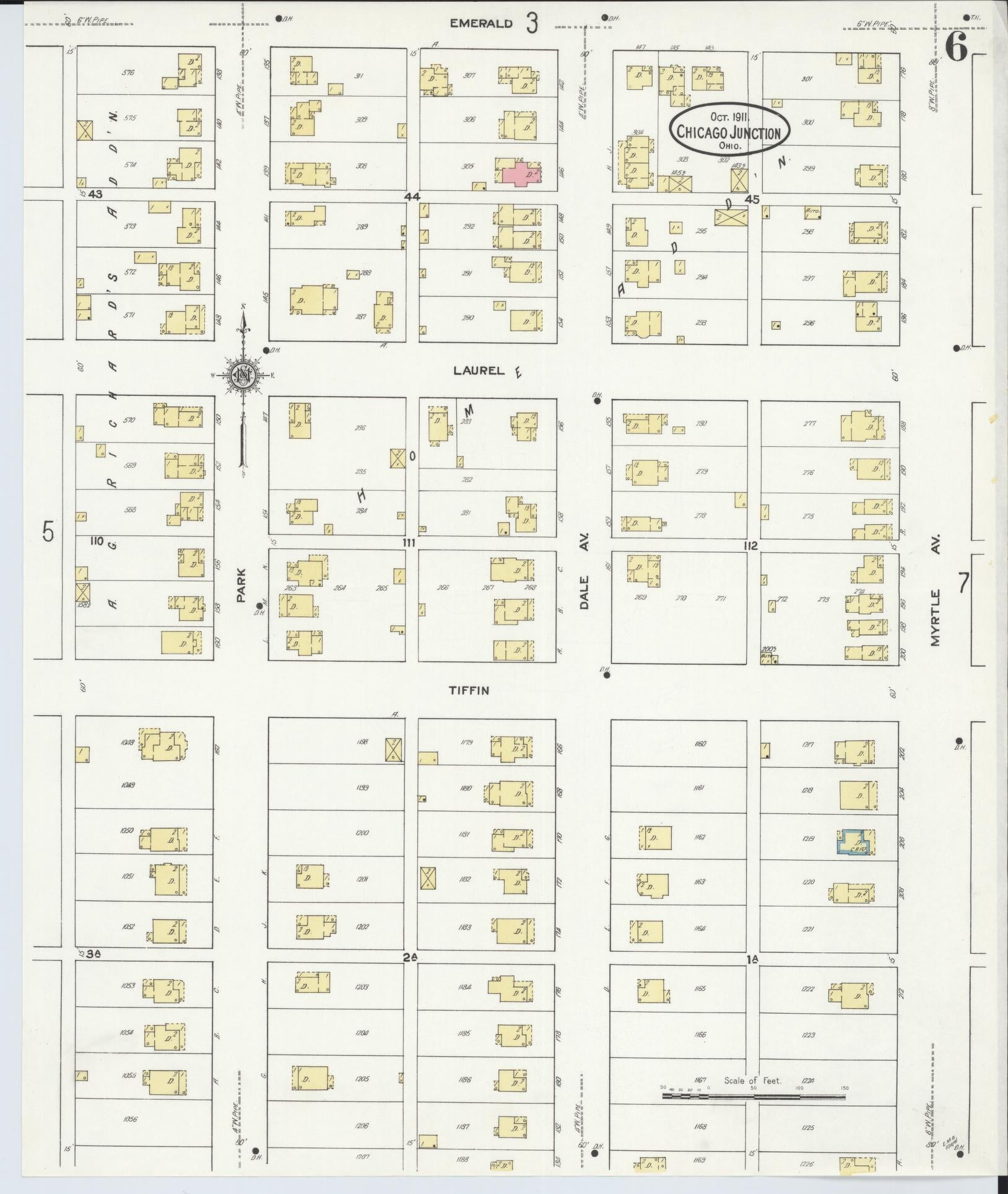 Sanborn Fire Insurance Map from Chicago Junction, Huron County, Ohio (1911), Sheet #0006 - Historic Sanborn Fire Insurance Map Print, vintage old map wall art, antique decor, genealogy gift, Ohio Ohio map