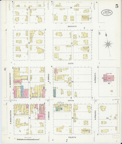 Sanborn Fire Insurance Map from Lacon, Marshall County, Illinois (1907), Sheet #0005 - Complete Map Set gallery image, historic Sanborn map, vintage wall art, Illinois Illinois