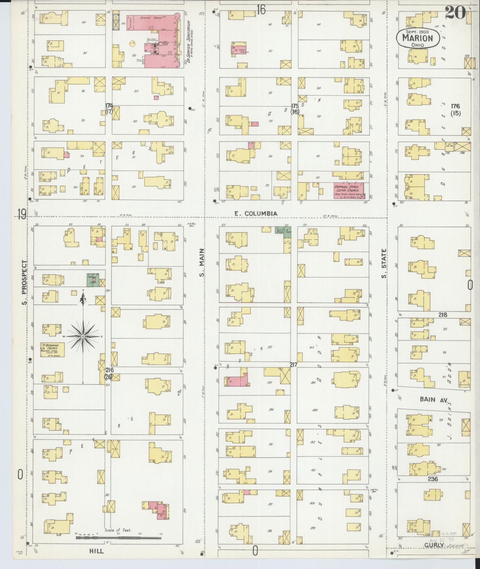 Sanborn Fire Insurance Map from Marion, Marion County, Ohio (1900), Sheet #0020 - Historic Sanborn Fire Insurance Map Print, vintage old map wall art, antique decor, genealogy gift, Ohio Ohio map