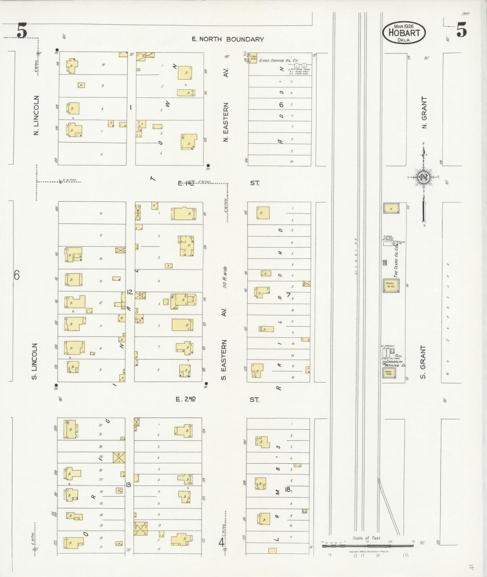 Sanborn Fire Insurance Map from Hobart, Kiowa County, Oklahoma (1926), Sheet #0005 - Historic Sanborn Fire Insurance Map Print, vintage old map wall art, antique decor, genealogy gift, Oklahoma Oklahoma map