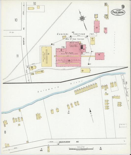 Sanborn Fire Insurance Map from Paulsboro, Gloucester County, New Jersey (1920), Sheet #0009 - Historic Sanborn Fire Insurance Map Print, vintage old map wall art, antique decor, genealogy gift, New Jersey New Jersey map
