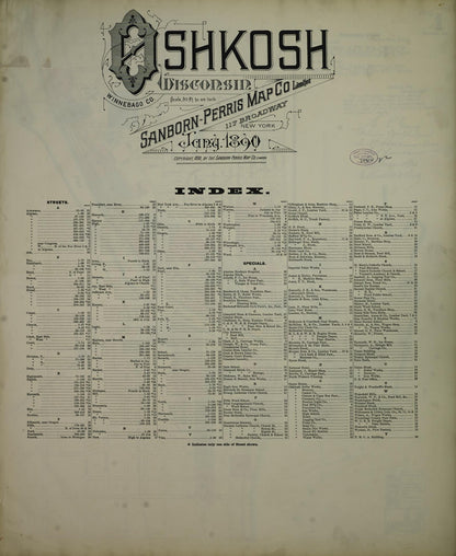 Sanborn Fire Insurance Map from Oshkosh, Winnebago County, Wisconsin (1890), Sheet #0001 - Historic Sanborn Fire Insurance Map Print, vintage old map wall art, antique decor, genealogy gift, Wisconsin Wisconsin map