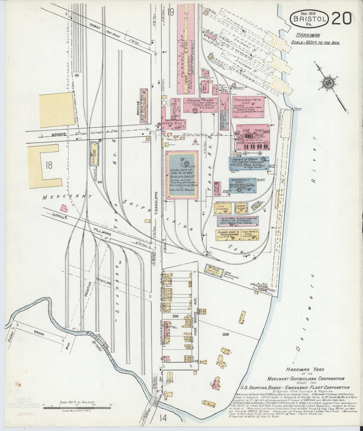 Sanborn Fire Insurance Map from Bristol, Bucks County, Pennsylvania (1927), Sheet #0020 - Historic Sanborn Fire Insurance Map Print, vintage old map wall art, antique decor, genealogy gift, Pennsylvania Pennsylvania map