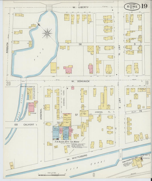Sanborn Fire Insurance Map from Rome, Oneida County, New York (1894), Sheet #0019 - Historic Sanborn Fire Insurance Map Print, vintage old map wall art, antique decor, genealogy gift, New York New York map