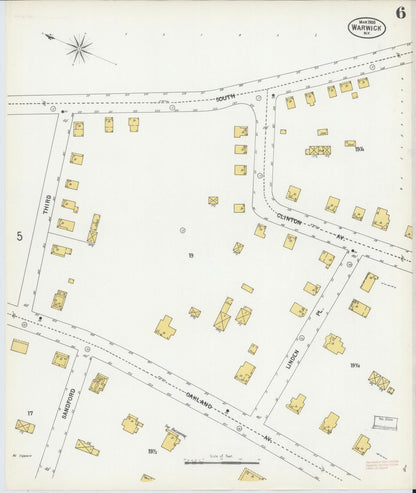 Sanborn Fire Insurance Map from Warwick, Orange County, New York (1900), Sheet #0006 - Historic Sanborn Fire Insurance Map Print, vintage old map wall art, antique decor, genealogy gift, New York New York map