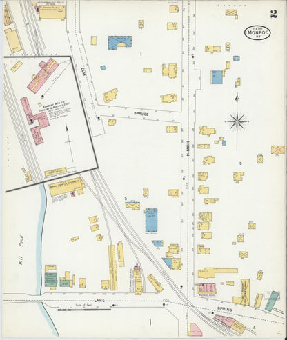 Sanborn Fire Insurance Map from Monroe, Orange County, New York (1904), Sheet #0002 - Complete Map Set gallery image, historic Sanborn map, vintage wall art, New York New York