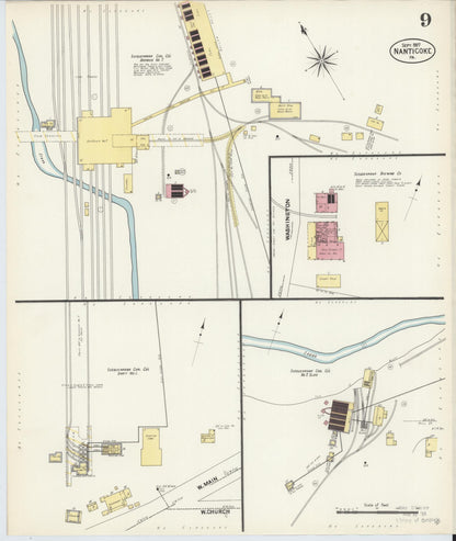 Sanborn Fire Insurance Map from Nanticoke, Luzerne County, Pennsylvania (1907), Sheet #0009 - Historic Sanborn Fire Insurance Map Print, vintage old map wall art, antique decor, genealogy gift, Pennsylvania Pennsylvania map