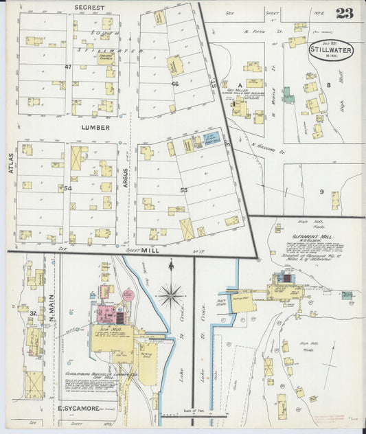 Sanborn Fire Insurance Map from Stillwater, Washington County, Minnesota (1891), Sheet #0023 - Historic Sanborn Fire Insurance Map Print, vintage old map wall art, antique decor, genealogy gift, Minnesota Minnesota map