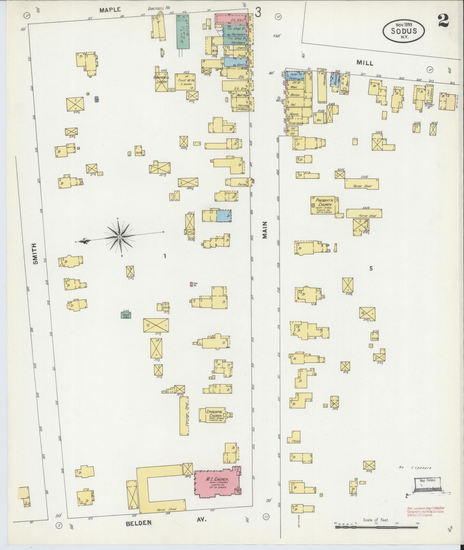 Sanborn Fire Insurance Map from Sodus, Wayne County, New York (1899), Sheet #0002 - Historic Sanborn Fire Insurance Map Print, vintage old map wall art, antique decor, genealogy gift, New York New York map