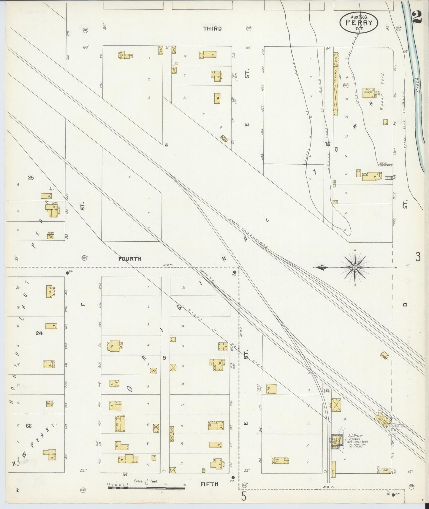 Sanborn Fire Insurance Map from Perry, Noble County, Oklahoma (1903), Sheet #0002 - Complete Map Set gallery image, historic Sanborn map, vintage wall art, Oklahoma Oklahoma