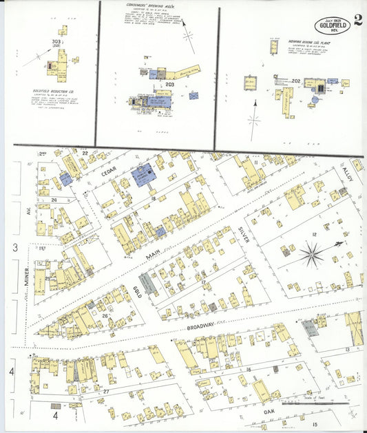 Sanborn Fire Insurance Map from Goldfield, Esmeralda County, Nevada (1909), Sheet #0002 - Historic Sanborn Fire Insurance Map Print, vintage old map wall art, antique decor, genealogy gift, Nevada Nevada map