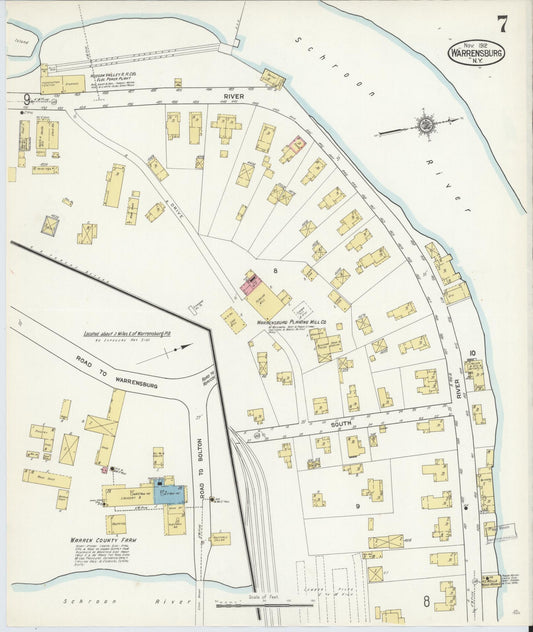 Sanborn Fire Insurance Map from Warrensburg, Warren County, New York (1912), Sheet #0007 - Historic Sanborn Fire Insurance Map Print, vintage old map wall art, antique decor, genealogy gift, New York New York map
