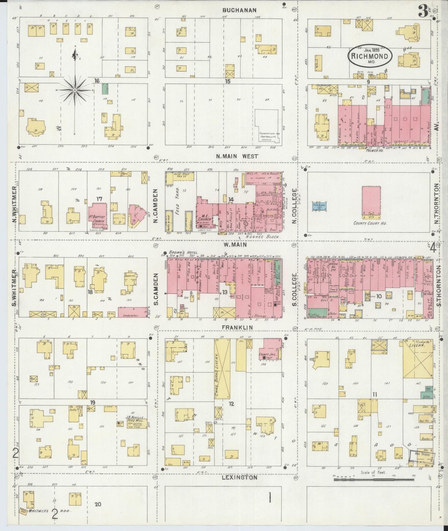 Sanborn Fire Insurance Map from Richmond, Ray County, Missouri (1899), Sheet #0003 - Complete Map Set gallery image, historic Sanborn map, vintage wall art, Missouri Missouri