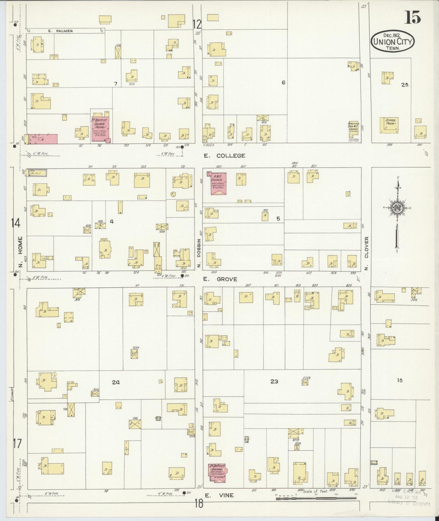 Sanborn Fire Insurance Map from Union City, Obion County, Tennessee (1912), Sheet #0015 - Complete Map Set gallery image, historic Sanborn map, vintage wall art, Tennessee Tennessee