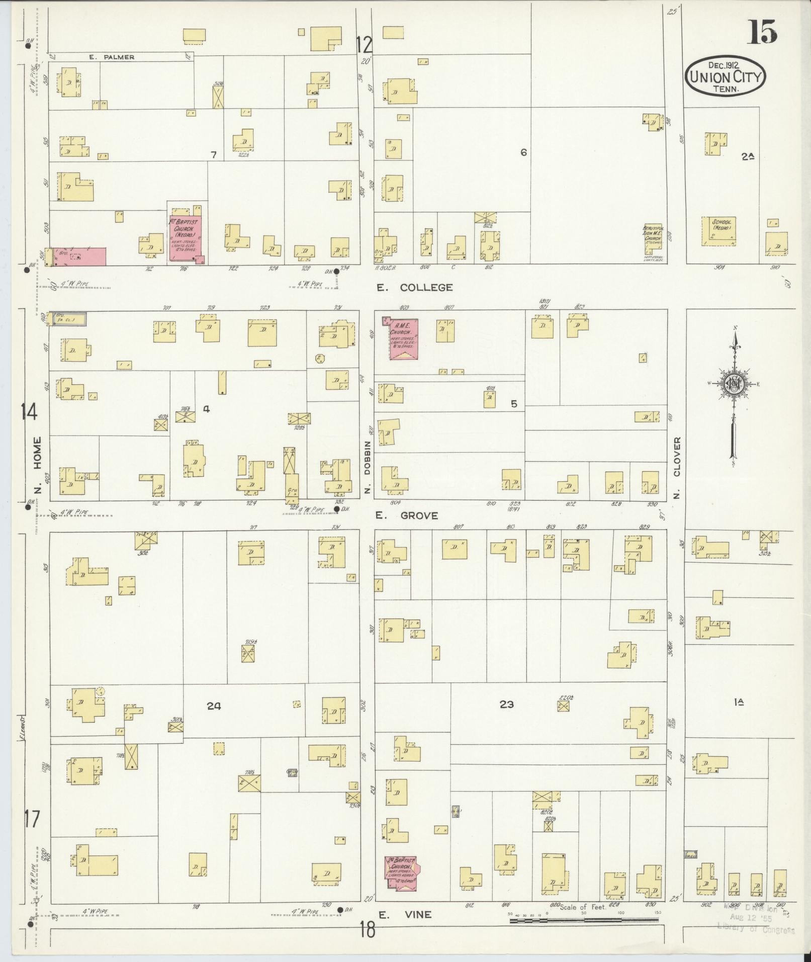 Sanborn Fire Insurance Map from Union City, Obion County, Tennessee (1912), Sheet #0015 - Complete Map Set gallery image, historic Sanborn map, vintage wall art, Tennessee Tennessee