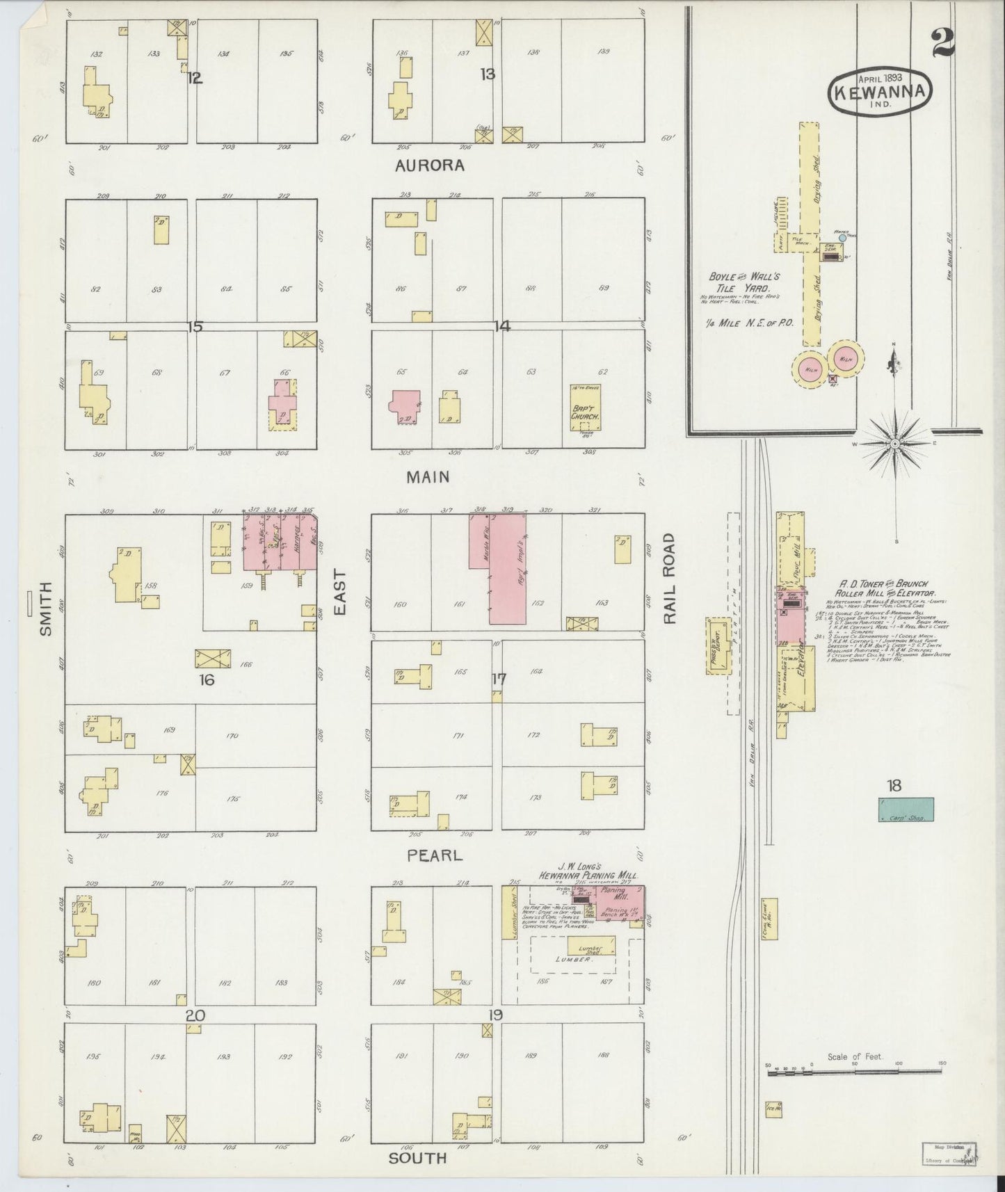 Sanborn Fire Insurance Map from Kewanna, Fulton County, Indiana (1893), Sheet #0002 - Complete Map Set gallery image, historic Sanborn map, vintage wall art, Indiana Indiana