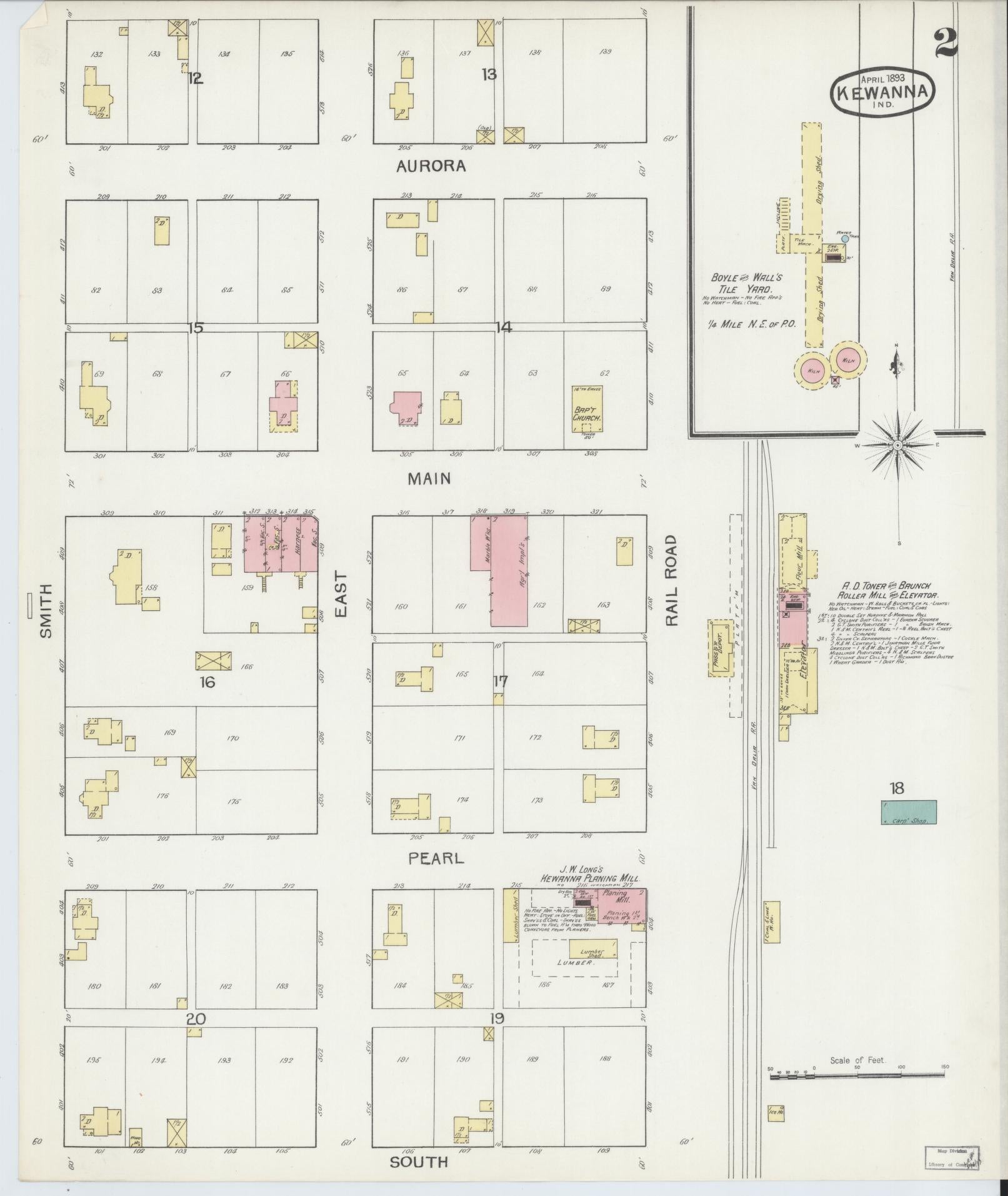 Sanborn Fire Insurance Map from Kewanna, Fulton County, Indiana (1893), Sheet #0002 - Complete Map Set gallery image, historic Sanborn map, vintage wall art, Indiana Indiana
