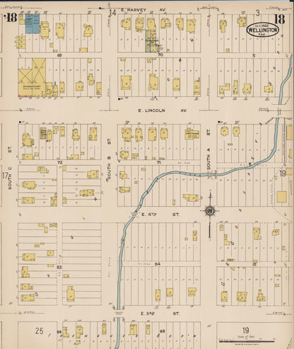 Sanborn Fire Insurance Map from Wellington, Sumner County, Kansas (1922), Sheet #0018 - Complete Map Set gallery image, historic Sanborn map, vintage wall art, Kansas Kansas
